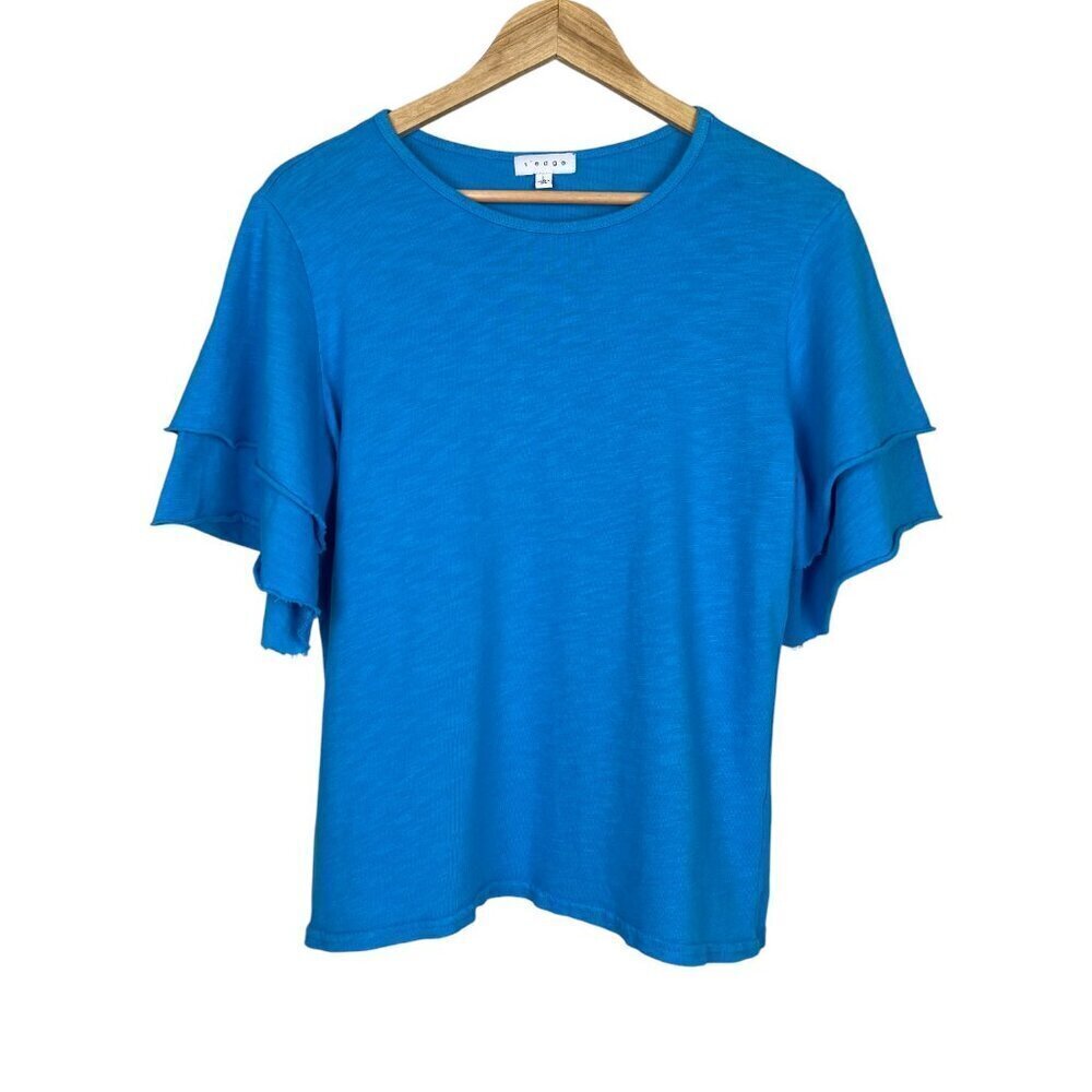 S'EDGE BRIGHT BLUE FLUTTER SLEEVE TOP
